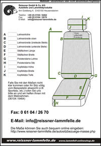 Maßblatt abn./nicht abn. Kopfstütze